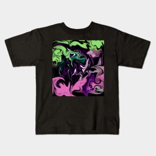 Abstract pink & green flames Kids T-Shirt